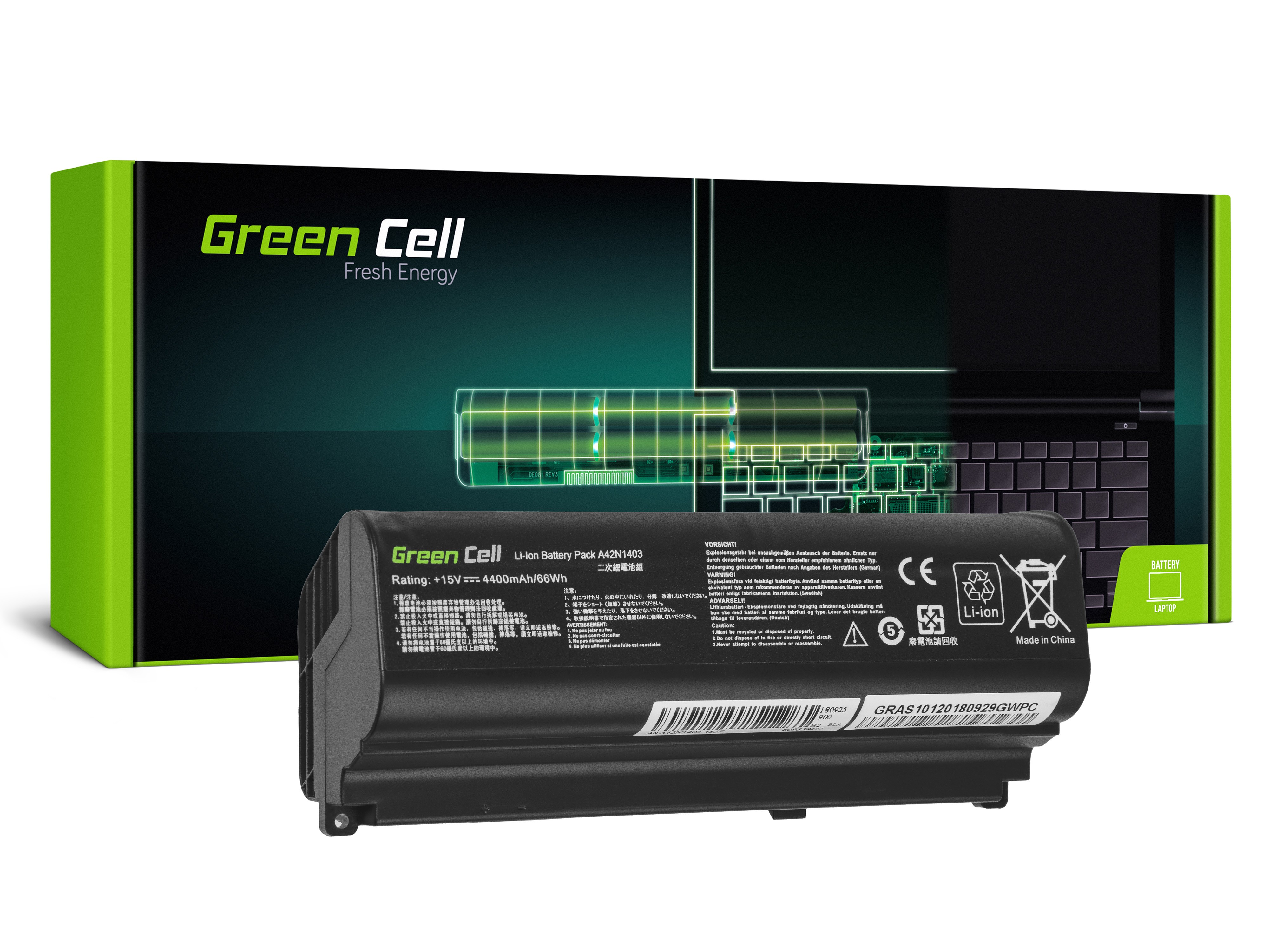 Green Cell laptopbatteri til Asus ROG G751 G751J / 15V 4400mAh