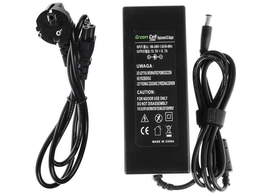 Green Cell PRO lader / AC Adapter til Dell 130W / 19.5V 6.7A / 7.4mm-5.0mm