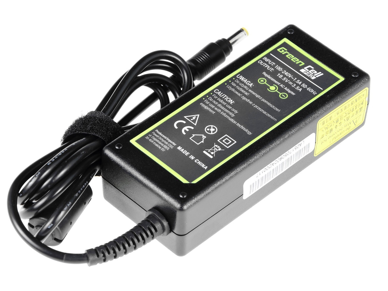 Green Cell lader / AC Adapter til HP 65W / 18.5V 3.5A / 4.8mm-1.7mm