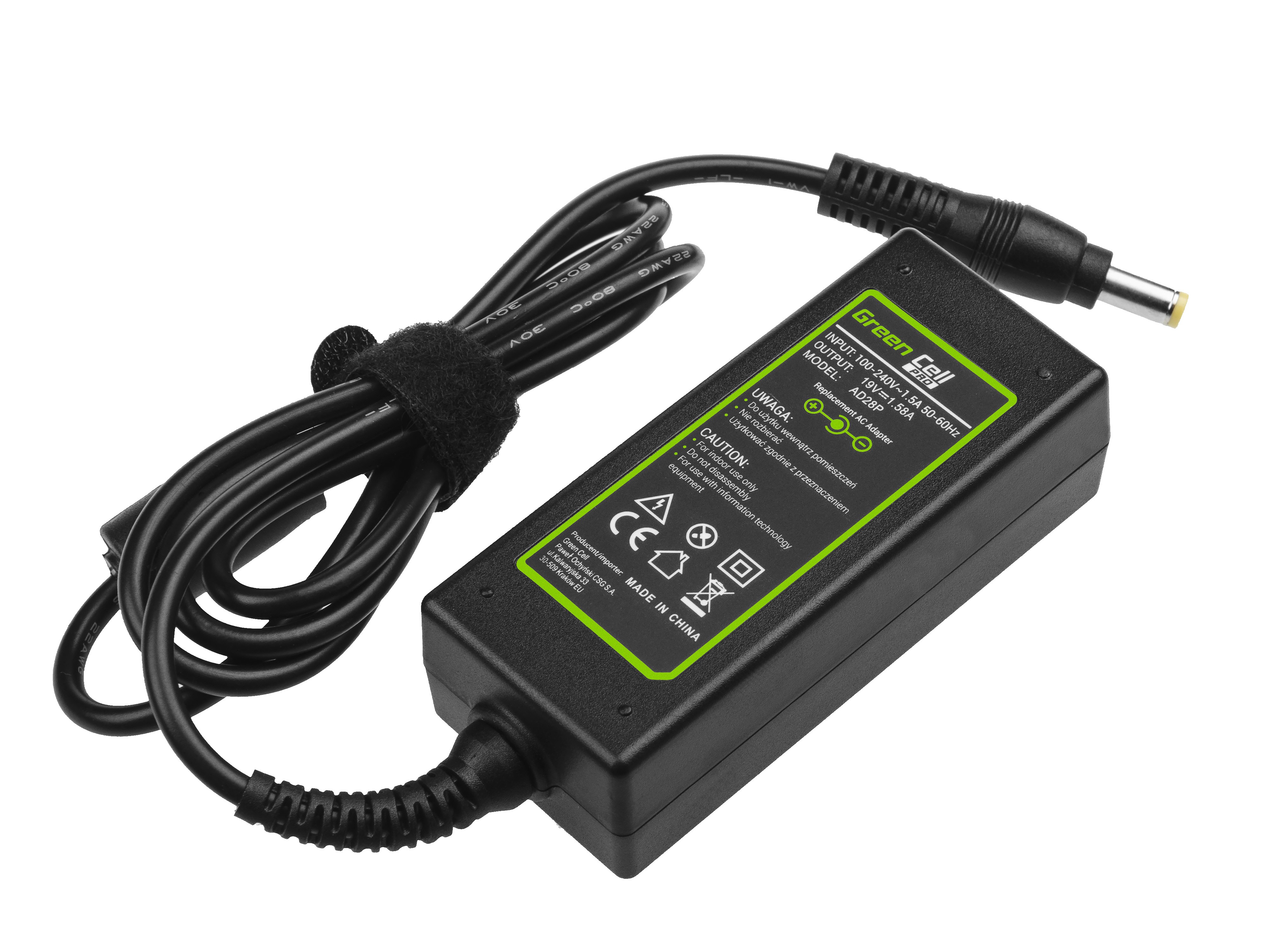 Green Cell PRO lader / AC Adapter til Acer Aspire One 521 522 531 -19V 1.58A 30W