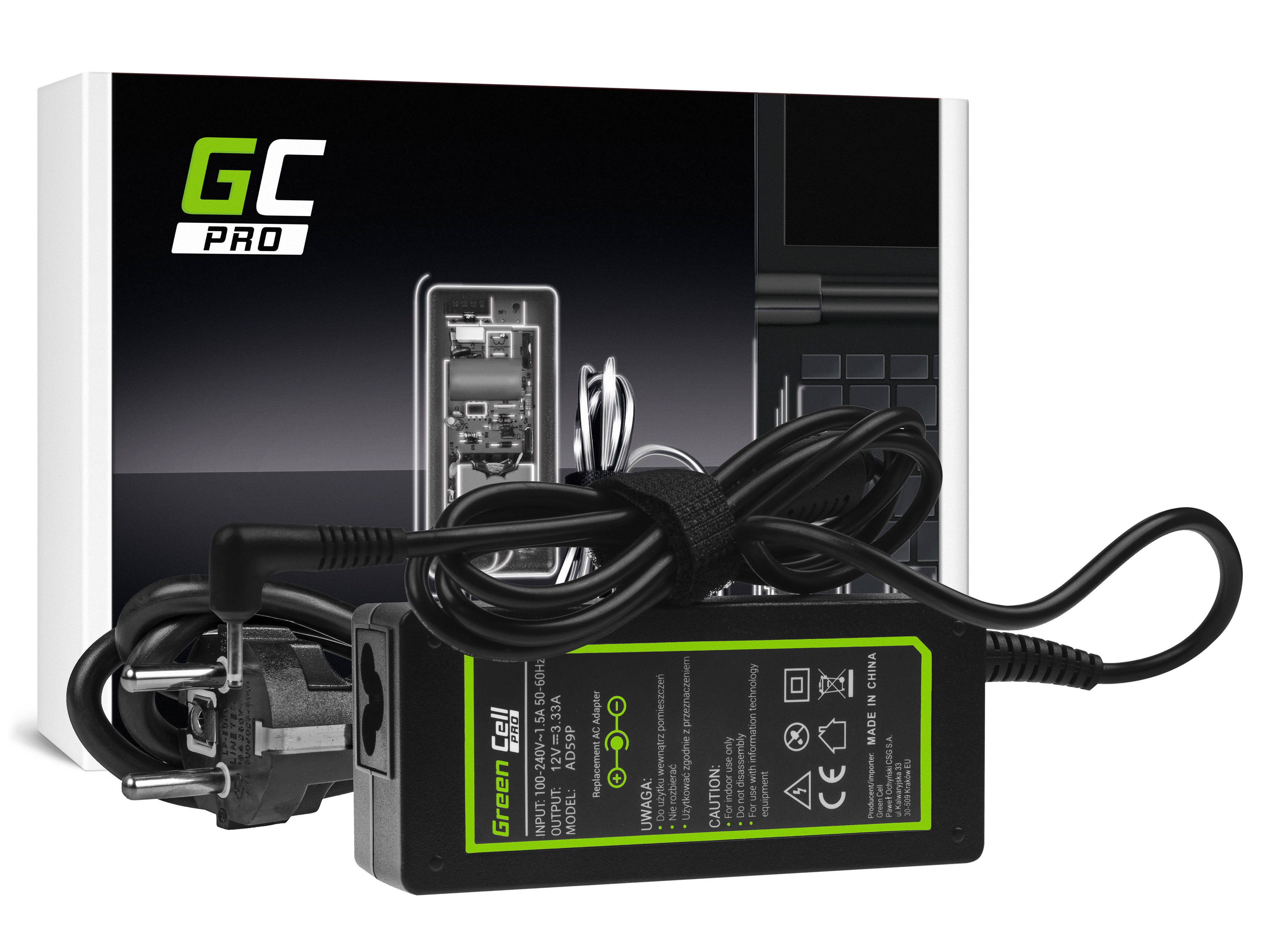 Green Cell PRO lader / AC Adapter til Samsung 12V 3.33A 40W