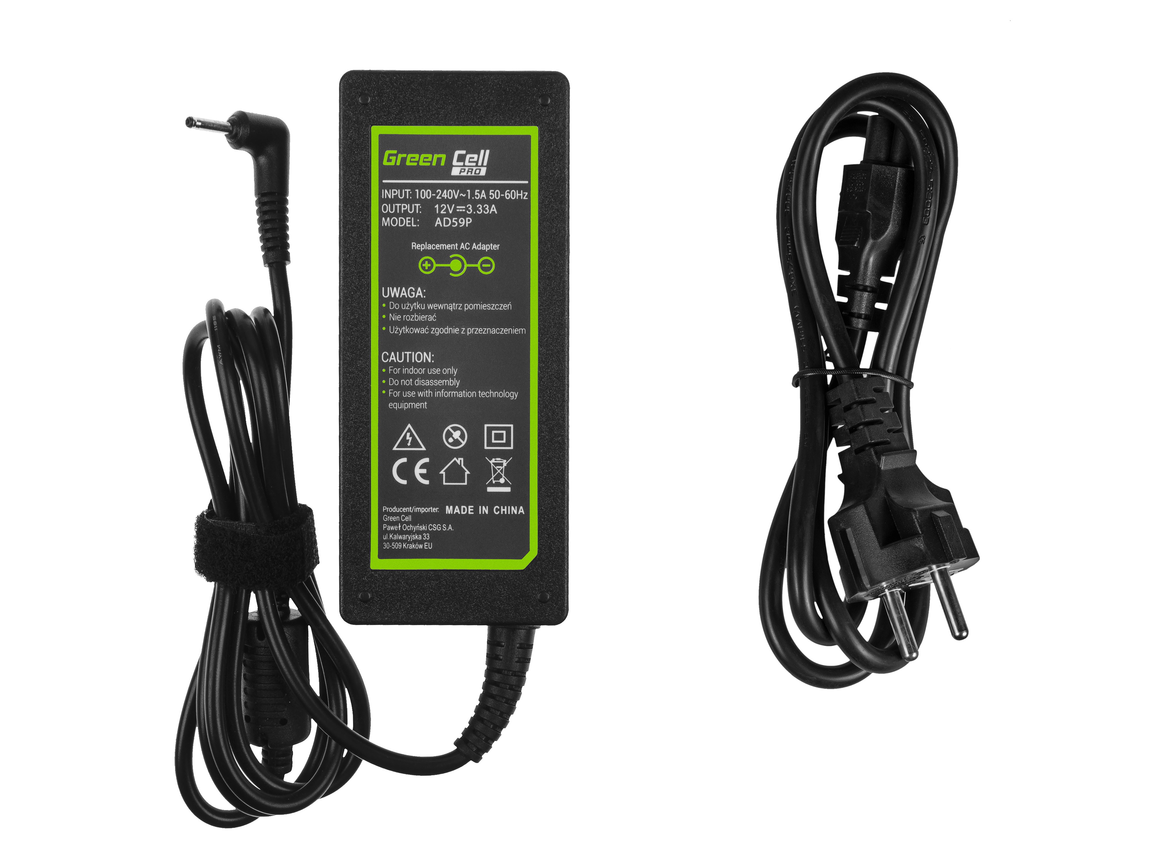 Green Cell PRO lader / AC Adapter til Samsung 12V 3.33A 40W