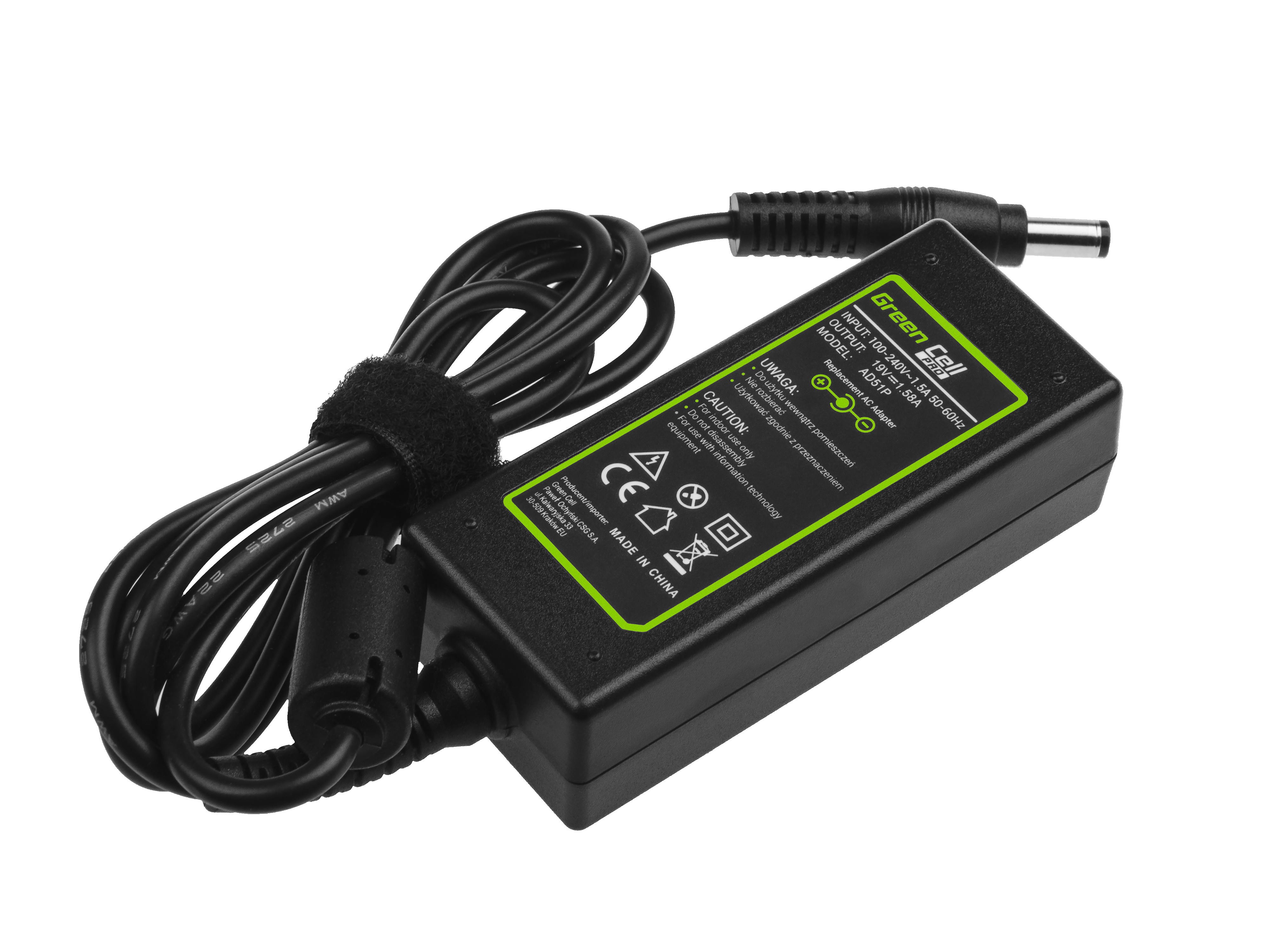 Green Cell PRO lader / AC Adapter til HP Toshiba Mini NB200 - 19V 1.58A 30W