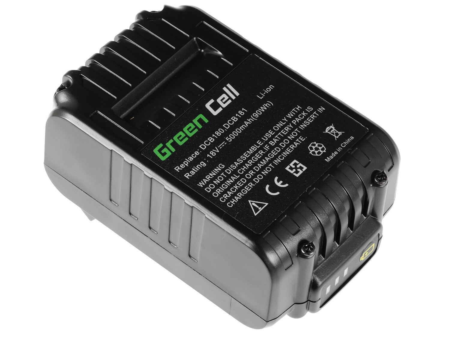 Green Cell værktøjsbatteri til Dewalt DCB184 DCB182 DCB180 18V 5Ah