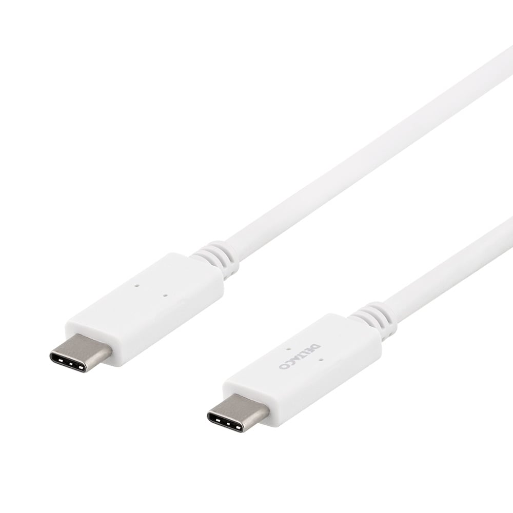 Deltaco USB-C til USB-C Kabel 5Gbit/s 1m - Hvid