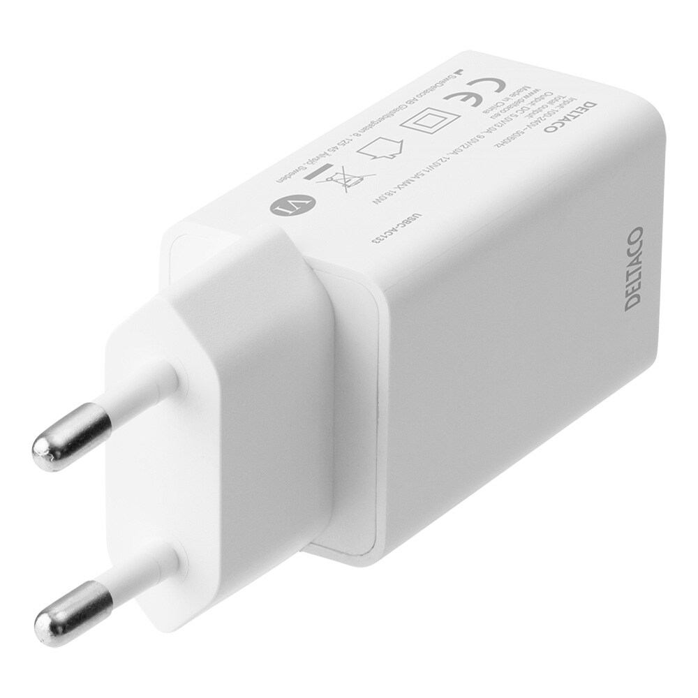 Deltaco PD USB-C-lader 18W