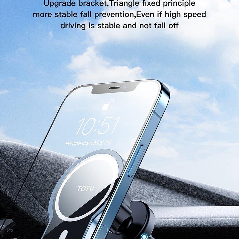 Bilholder med Trådløs Opladning 15W til iPhone 12 - Blå