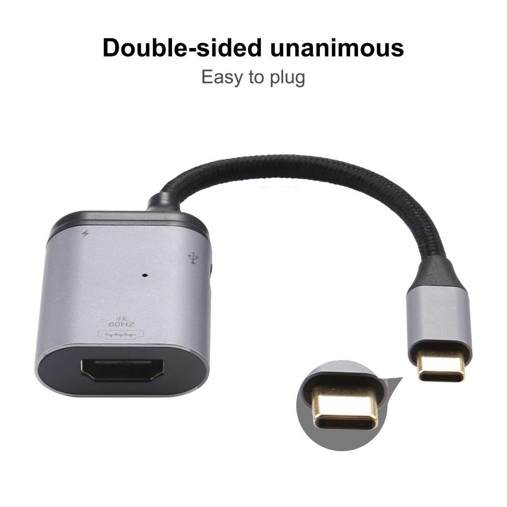 4K 60Hz USB-C til HDMI + PD Data-Sync Adapterkabel