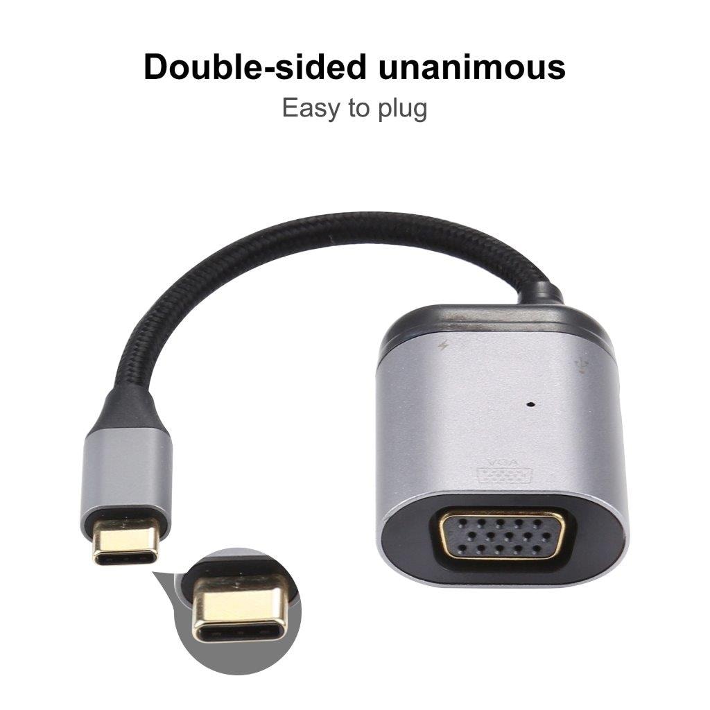 4K UHD USB-C til VGA + PD Data-Sync Adapterkabel