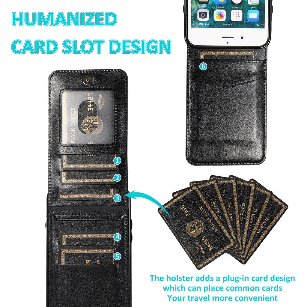 Bagcover i kunstlæder med kortholder og stativfunktion iPhone 8 Plus / 7 Plus - Sort