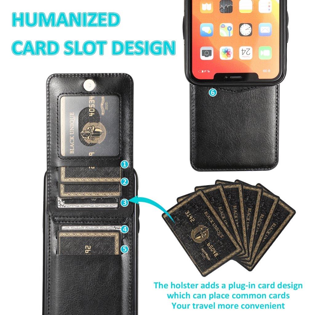 Bagcover i kunstlæder med kortholder og stativfunktion iPhone 11  - Sort