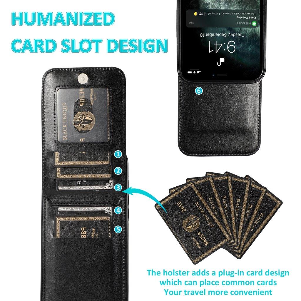 Bagcover i kunstlæder med kortholder og stativfunktion iPhone 12 Mini - Sort