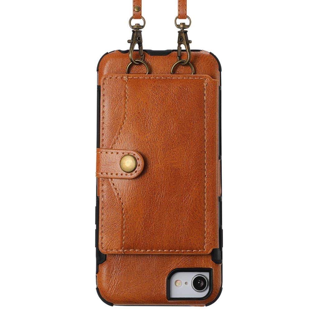 Bagcover af kunstlæder med tegnebog til iPhone 6 Plus / 6s Plus / 7 Plus / 8 Plus - Brun