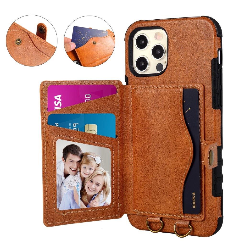 Bagcover af kunstlæder med tegnebog til iPhone 12 Mini - Brun