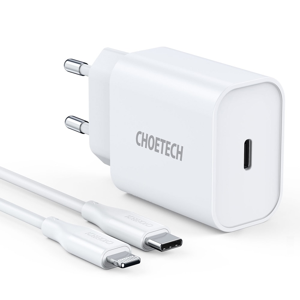 Choetech USB-C Lader med Lightningkabel 1,2m Hvid