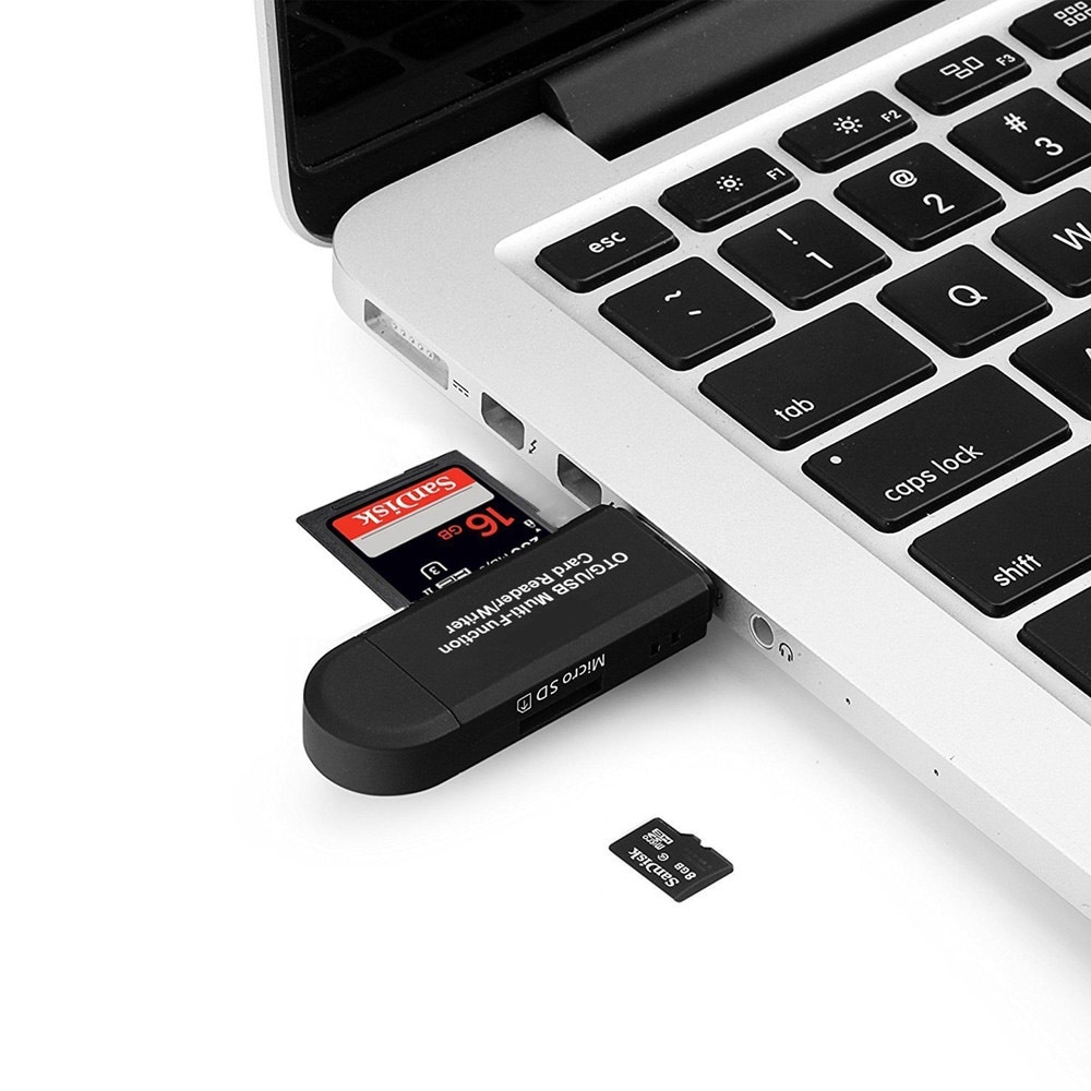 4 i 1 Memorycardslæser med USB & MicroUSB