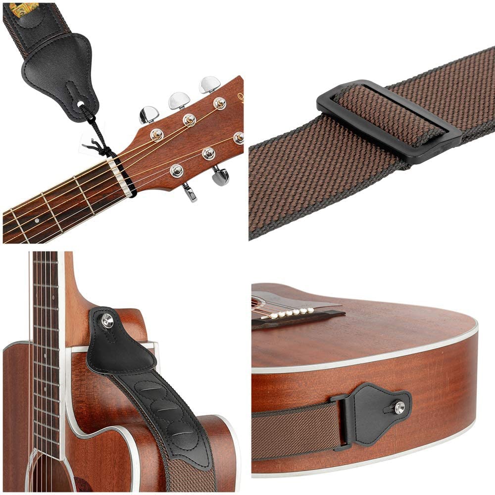 Skulderrem til guitar, med tre plekterlommer