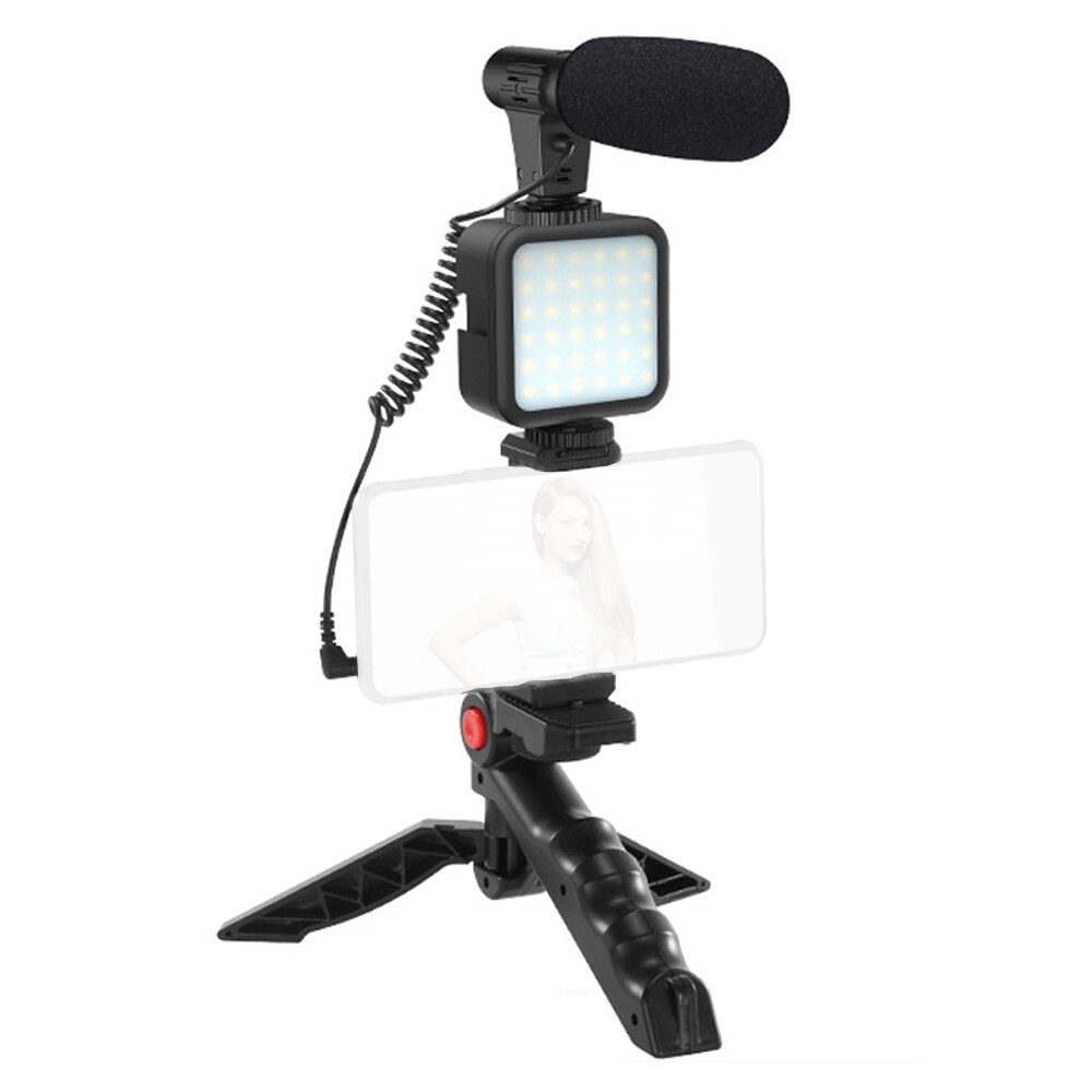 3-i-1-kamerapakke med mikrofon, lys og trefod
