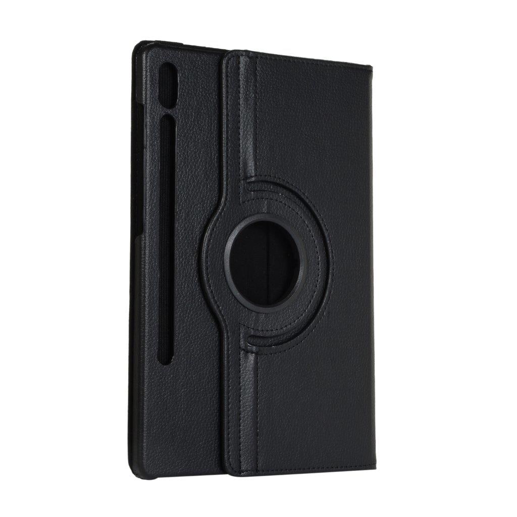 Etui med roterende stativ til Samsung Galaxy Tab S7 FE T730 - Sort