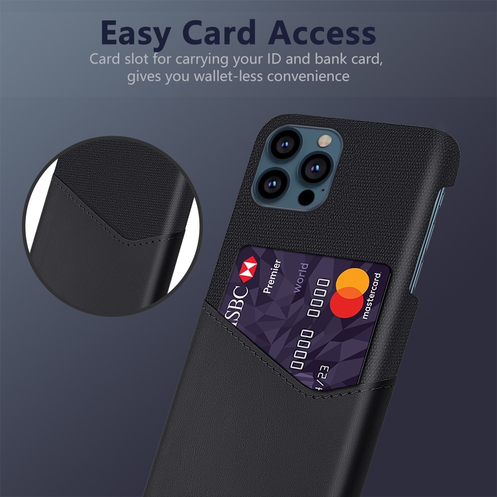 Stødsikkert mobilcover med kortholder til iPhone 13 Pro - Sort