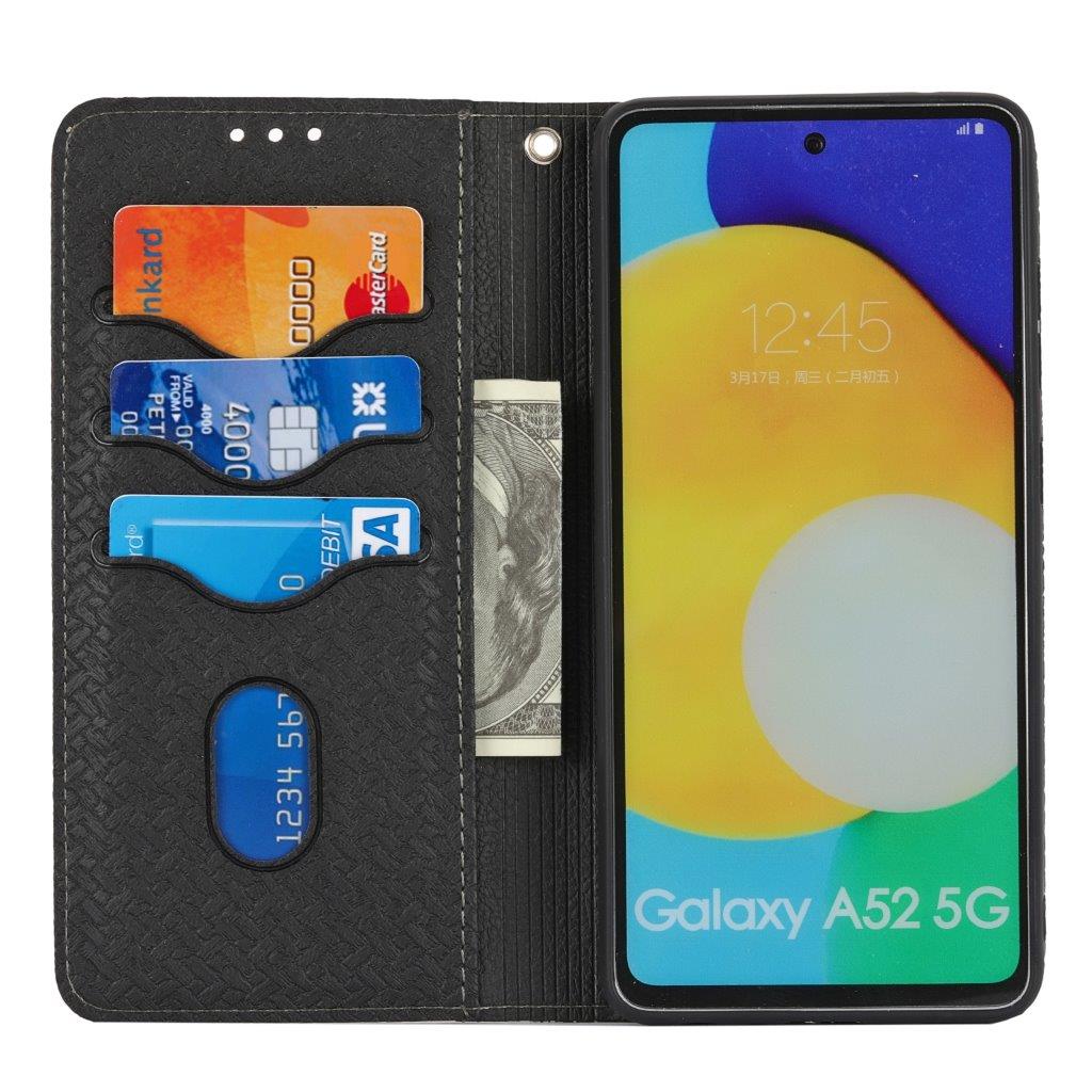 Mobilfoderal med bånd og kortrum til Samsung Galaxy A52 4G / 5G - Sort