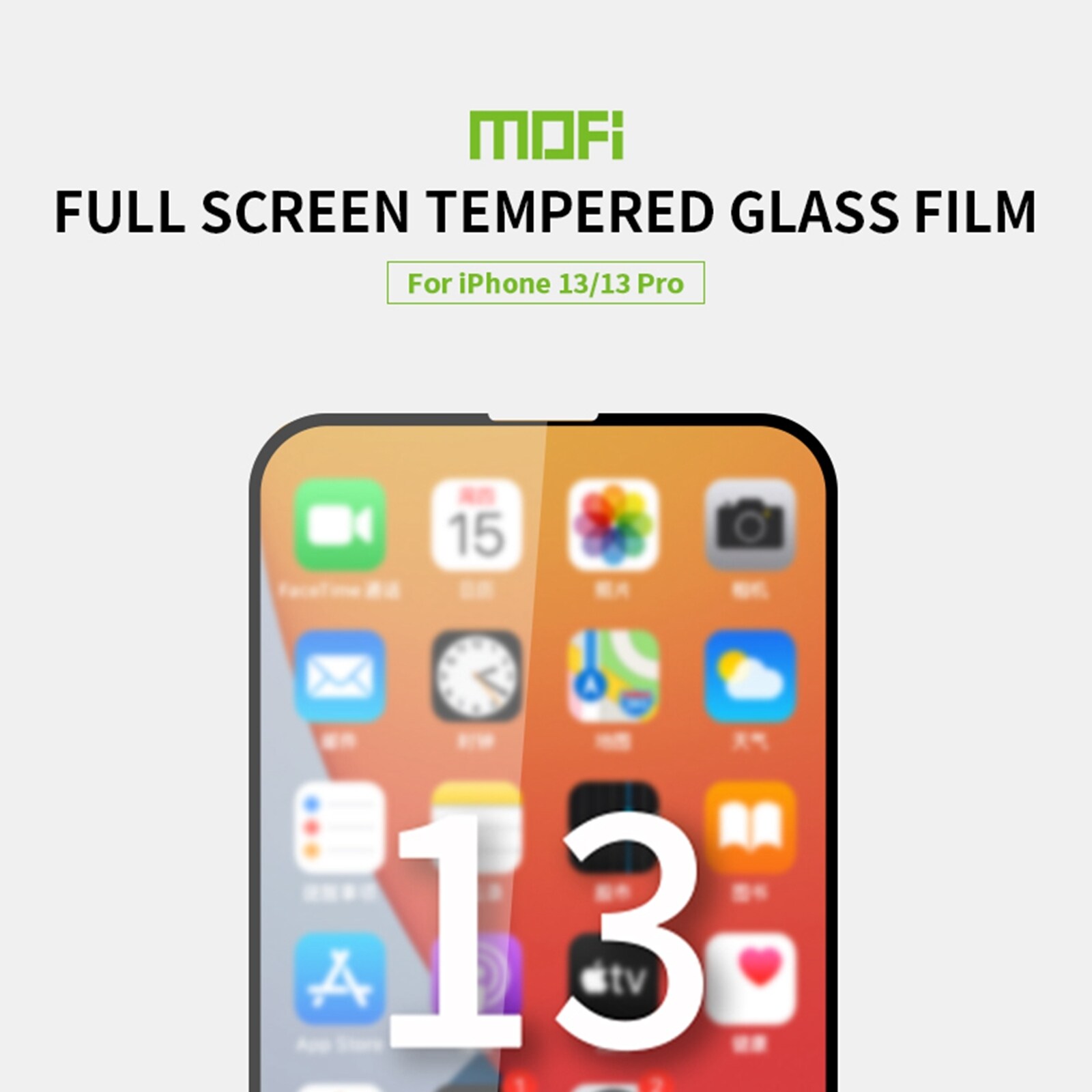 2.5D helskærmsskåner med hærdet glas til iPhone 13 / 13 Pro - Sort