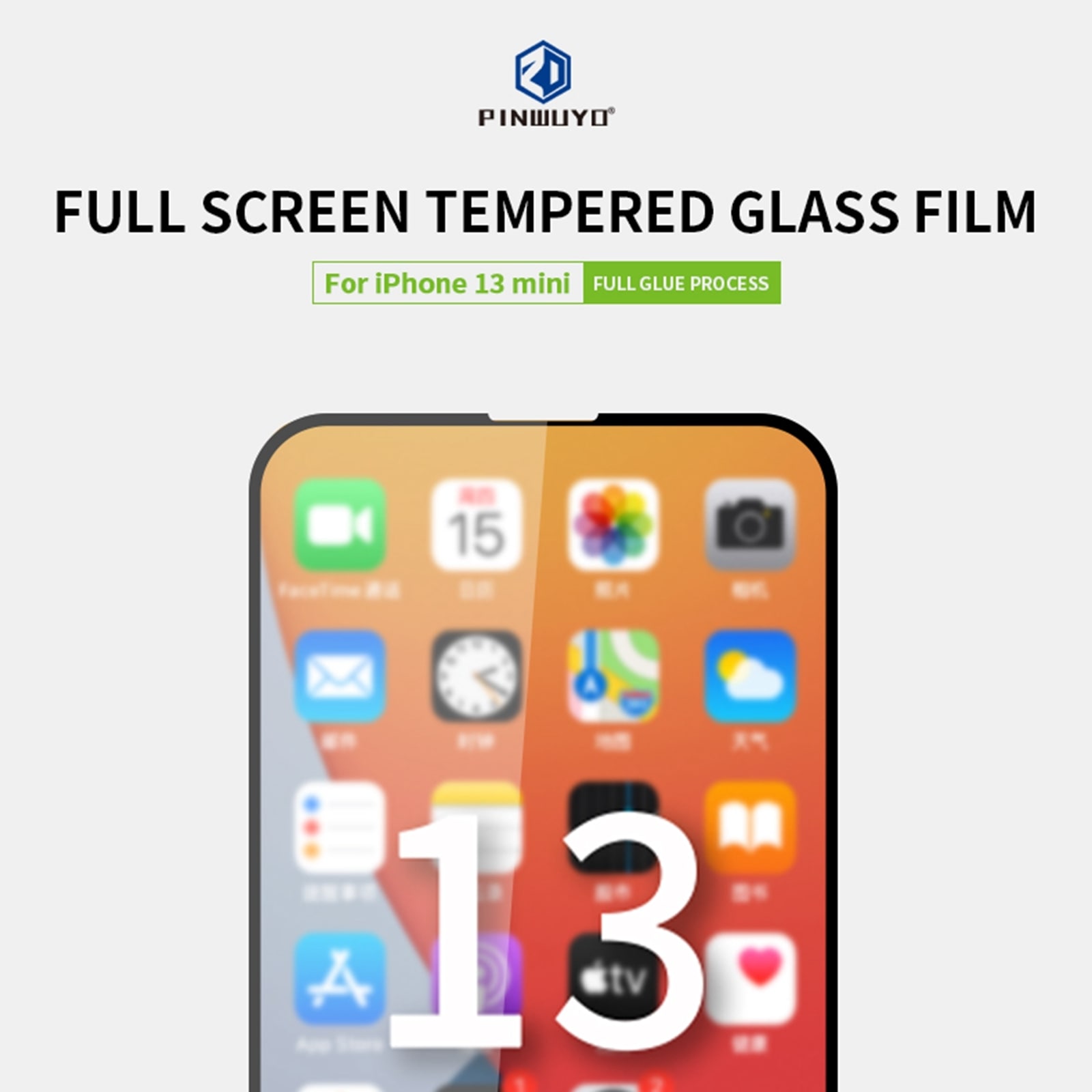 Skærmskåner 9H och 2.5D med hærdet glas til iPhone 13 mini - Sort