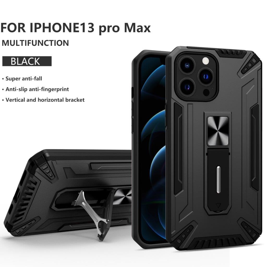Stødsikkert beskyttelsescover med holder til iPhone 13 mini iPhone 13 Pro Max - Sort