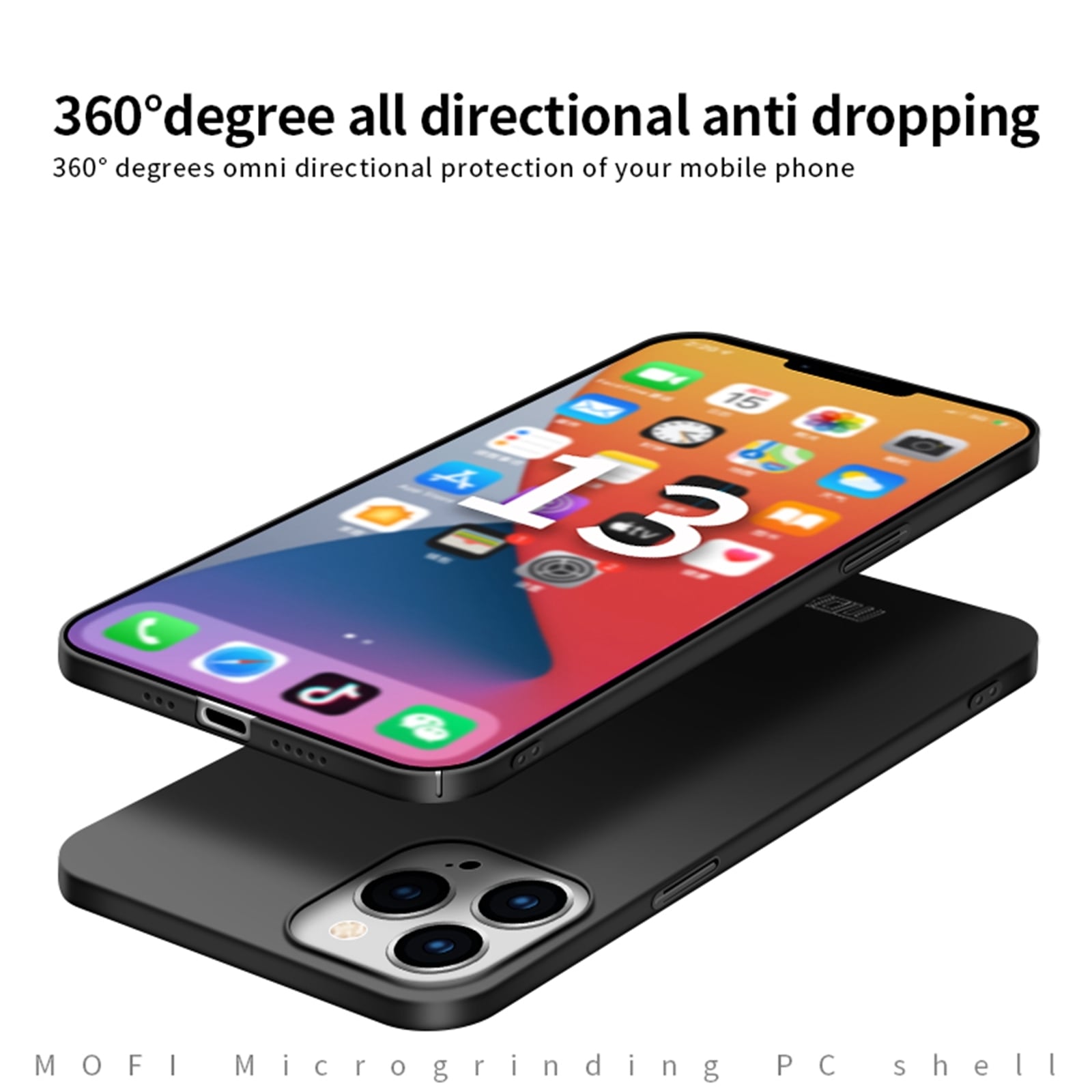 Ultratyndt MOFI-cover til iPhone 13 Pro - Sort