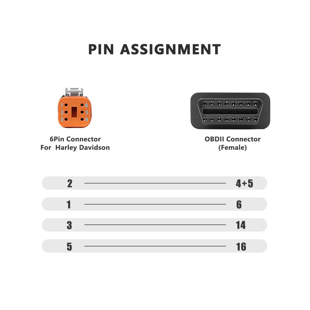 6-pins OBD2-kabel til Harley Davidson