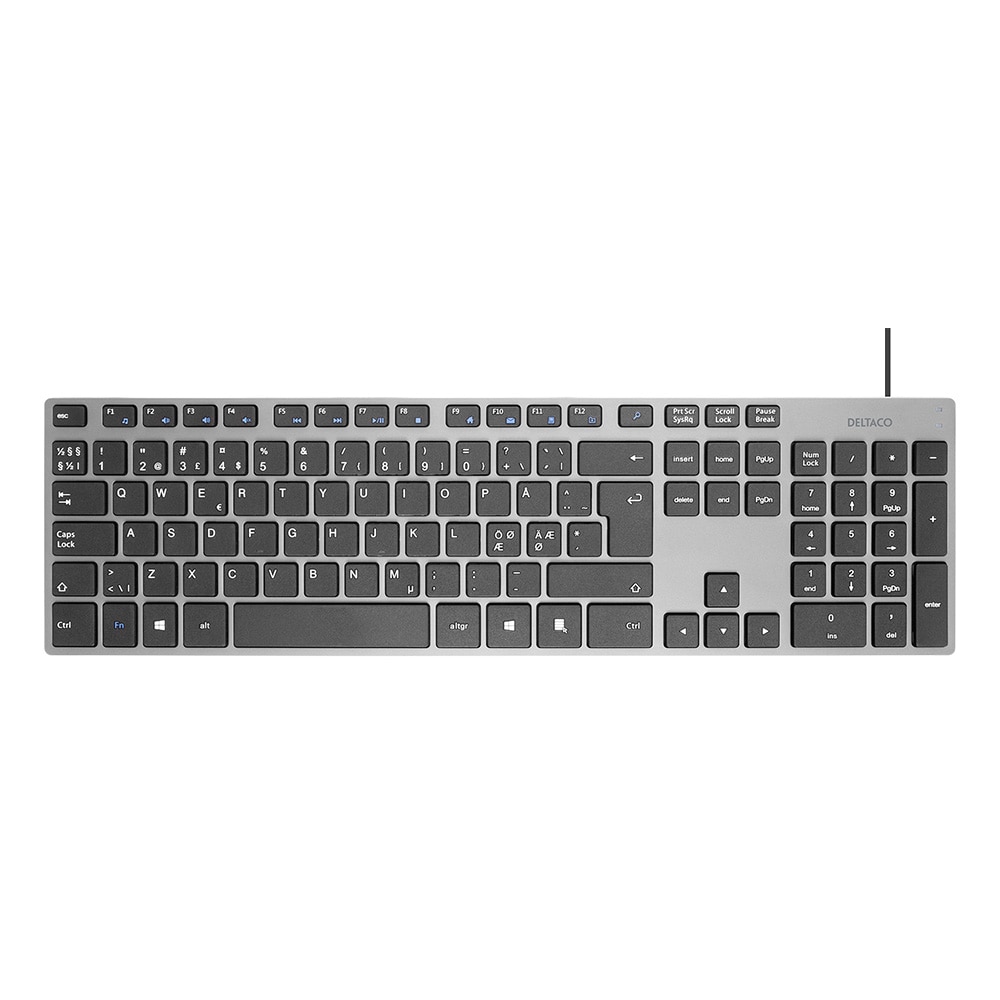 Deltaco Tastatur - Slankt design - Mørkegrå