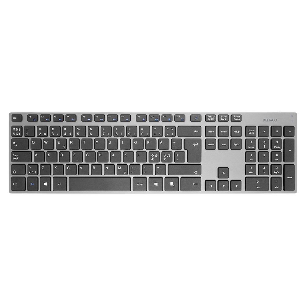 Deltaco Trådløst Tastatur - Slankt design - Mørkegrå