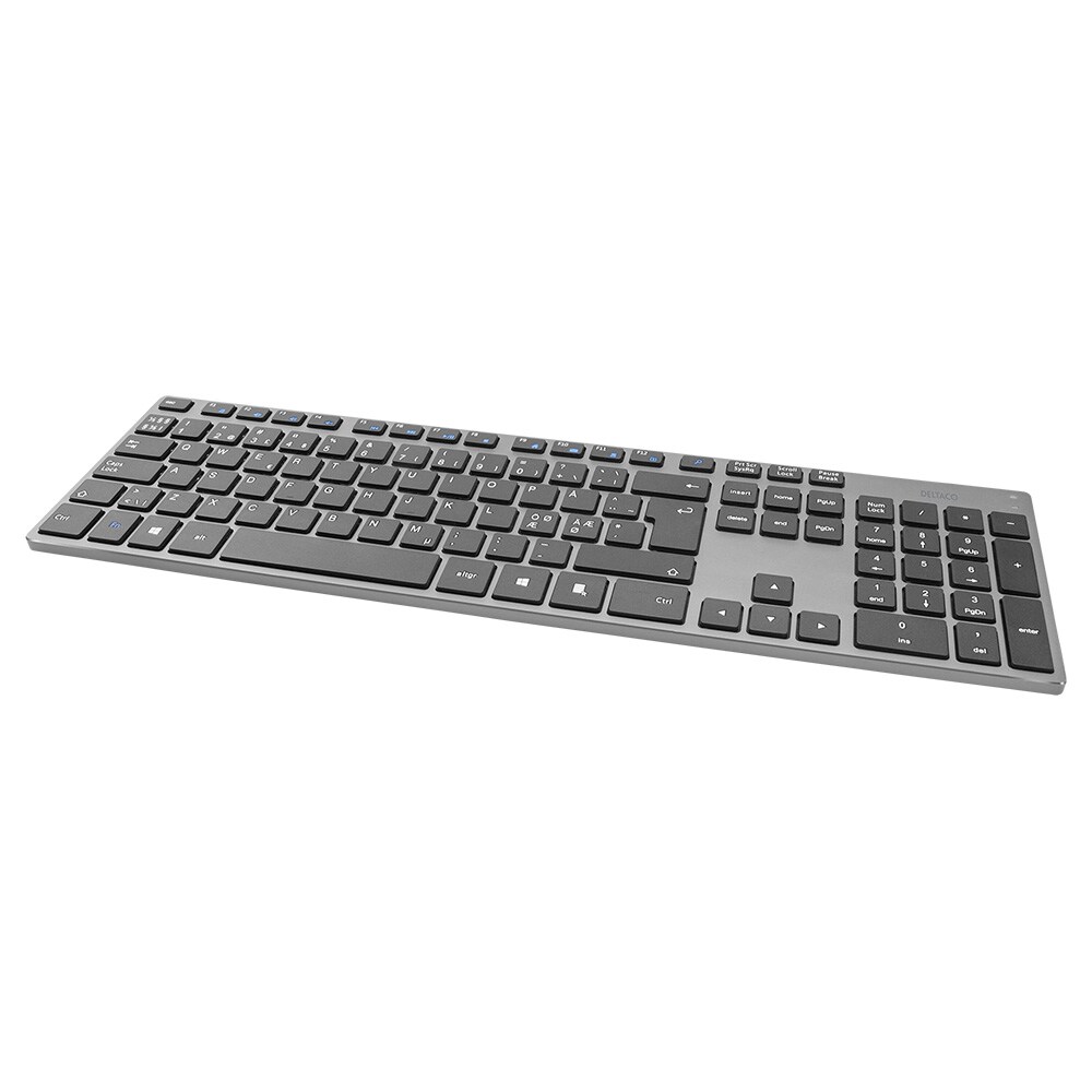 Deltaco Trådløst Tastatur - Slankt design - Mørkegrå