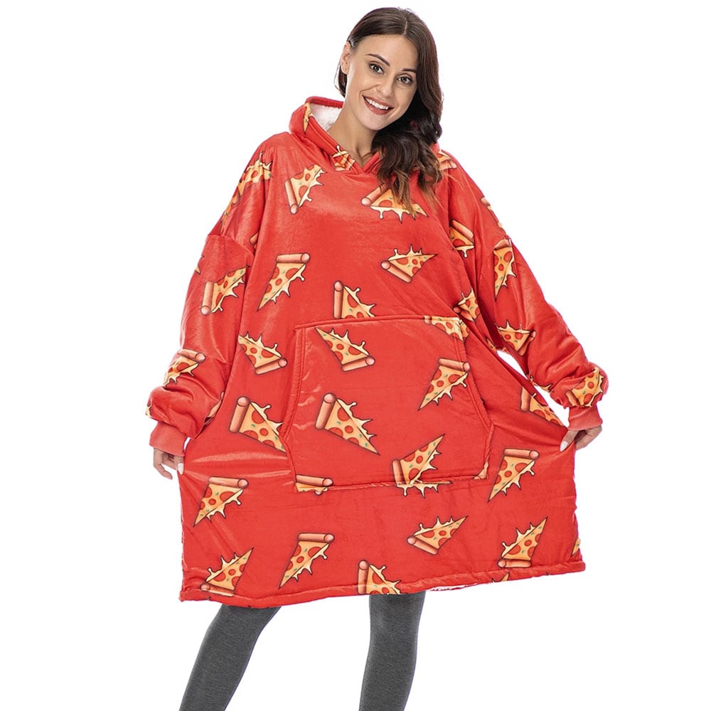 Tæppe-hoodie Oversized - Pizza