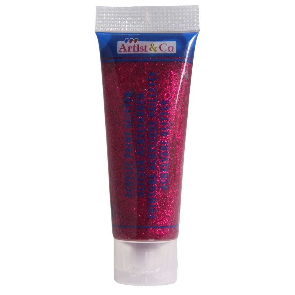 Artico akrylfarve glitter 75ml - Vinrød