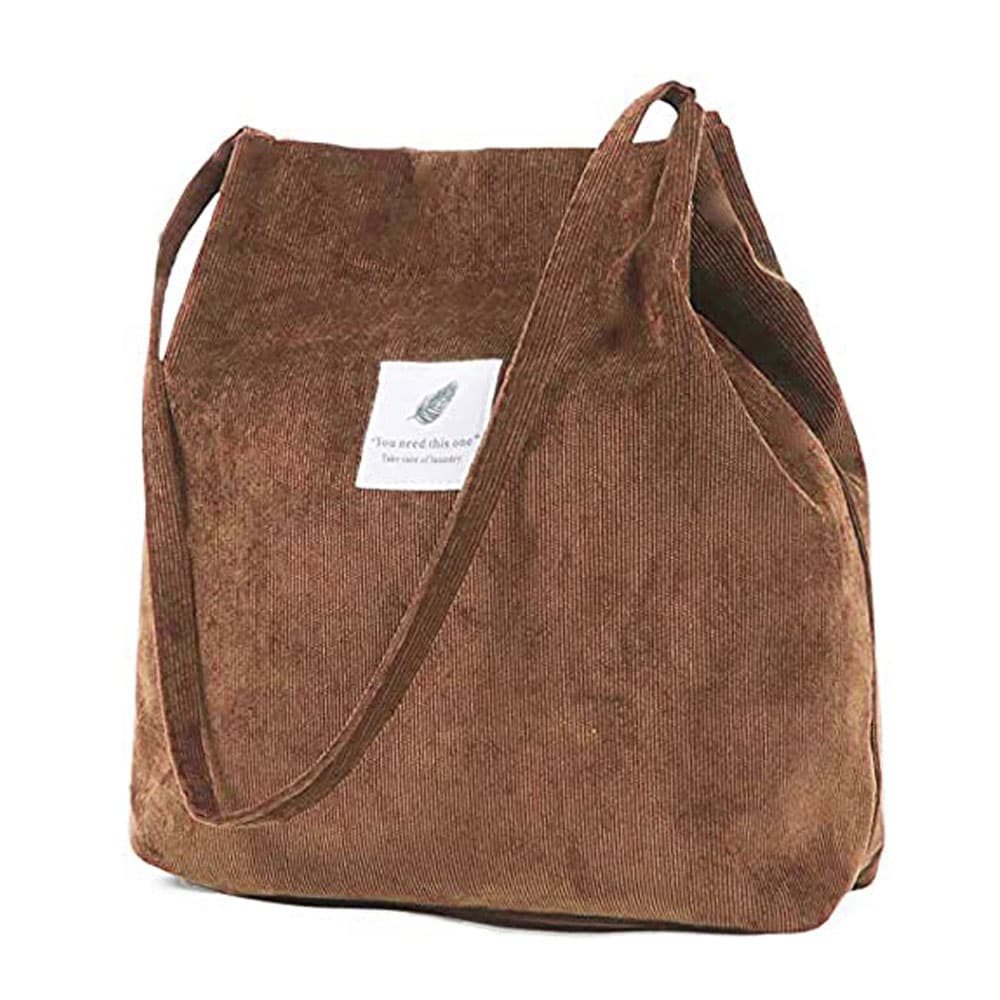 Taske i riflet fløjl - brun