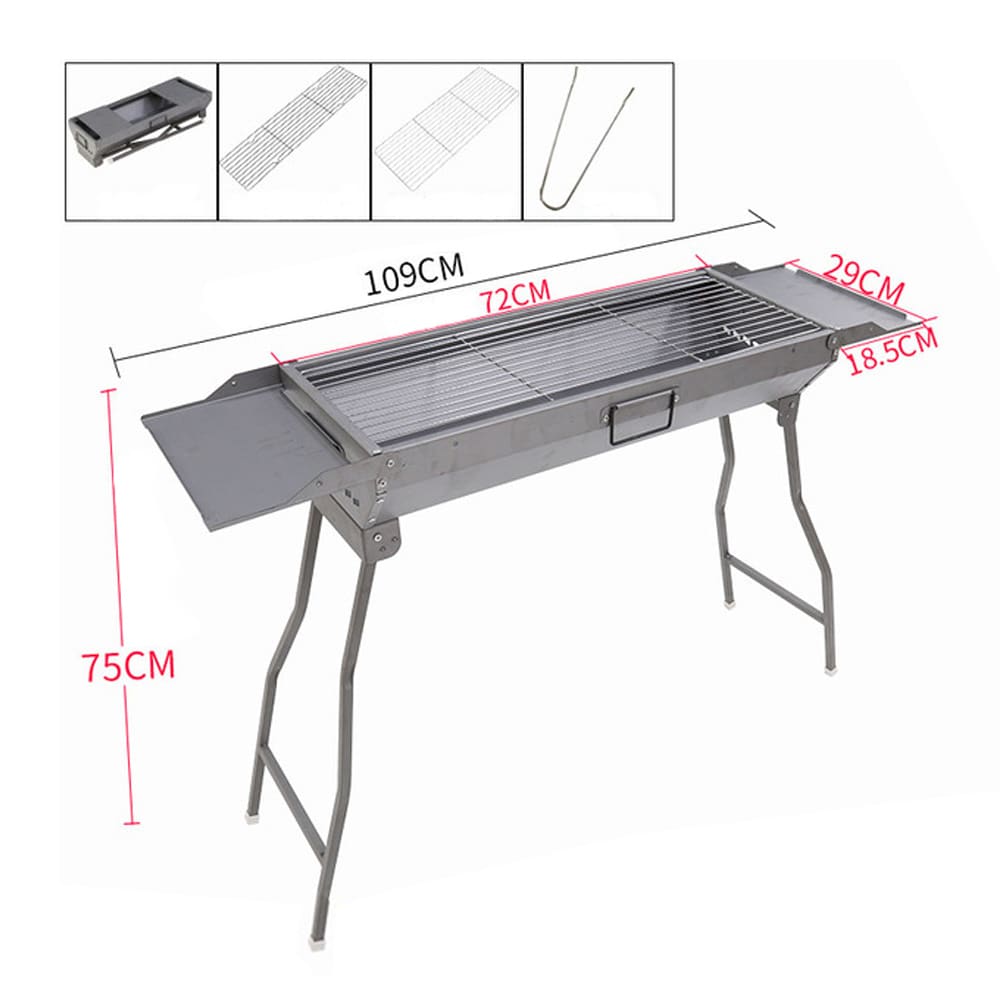 Sammenklappelig kulgrill / transportabel campinggrill / udendørsgrill til tur / grill med sideborde