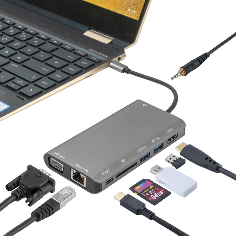 4Smarts 8i1 Hub USB-C til Ethernet, HDMI, 2x USB 3.0