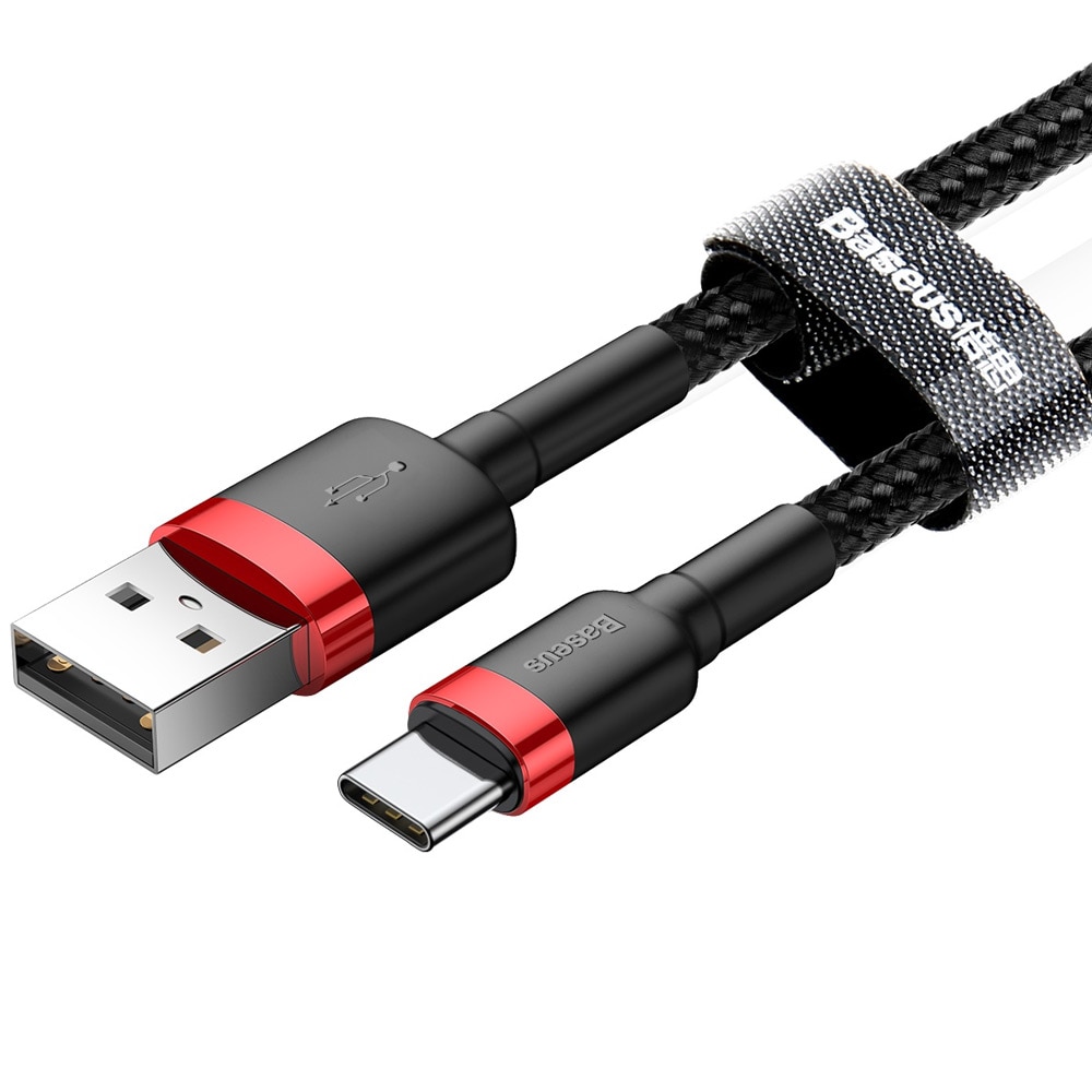 Baseus Cafule USB-kabel USB - USB-C 3A 0,5 m Rød/Sort