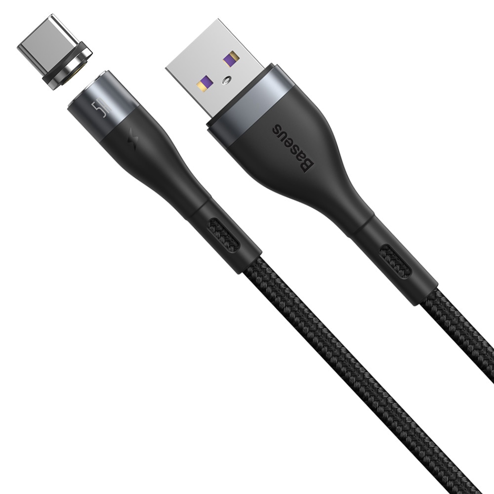 Baseus Zink Magnetkabel USB - USB-C 5A 1 m Grå/Sort