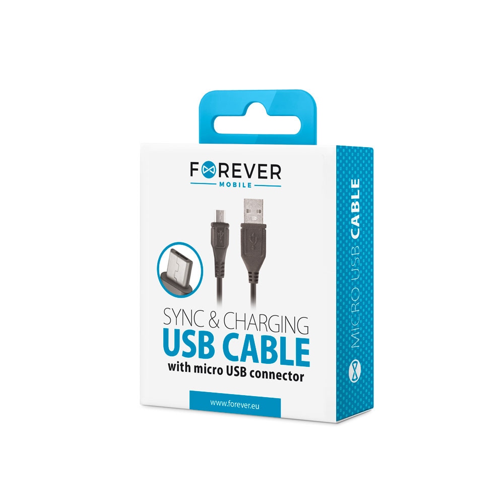 Forever microUSB-kabel 1m - sort