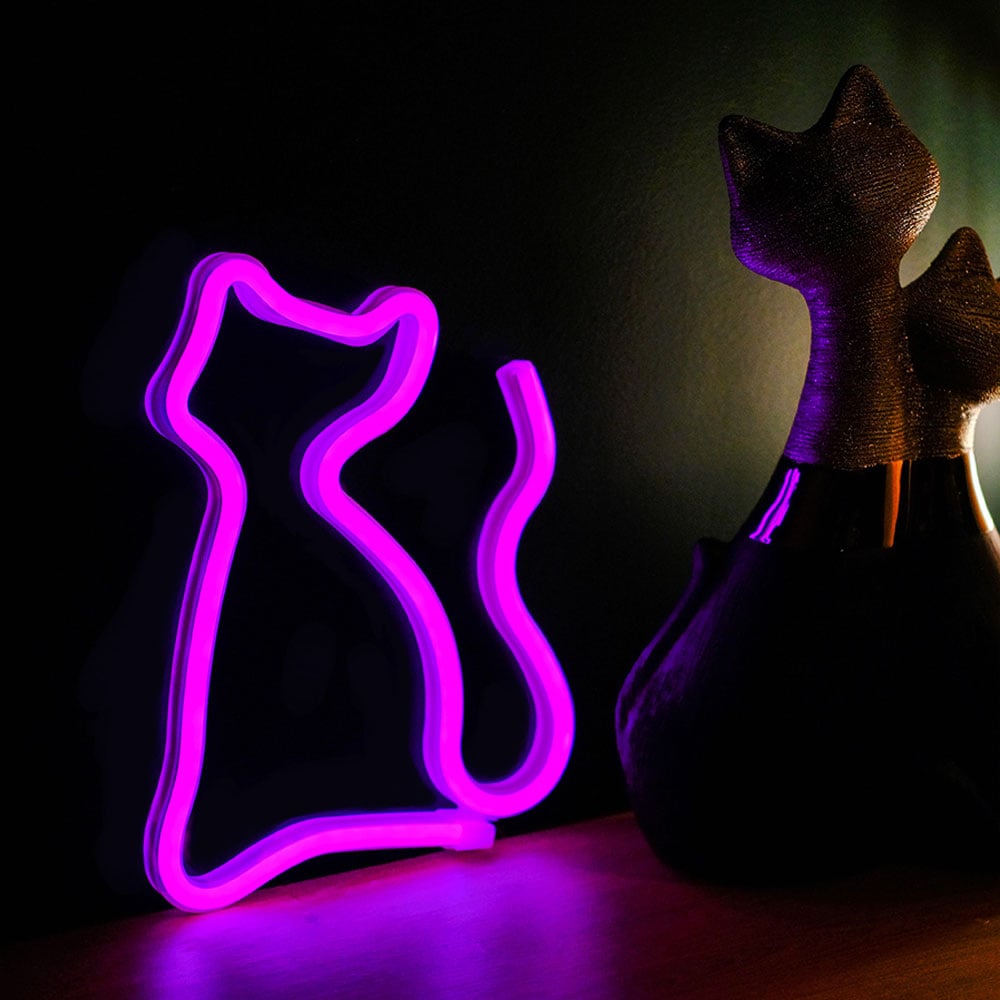 Neon-skilt - Lilla kat