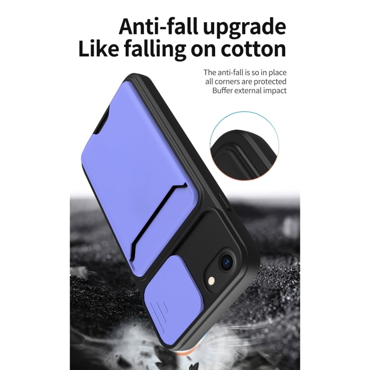 Cover med kameraskåner og kortrum til iPhone 7/8 - sort
