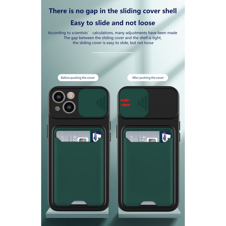 Cover med kameraskåner og kortrum til iPhone 13 - sort