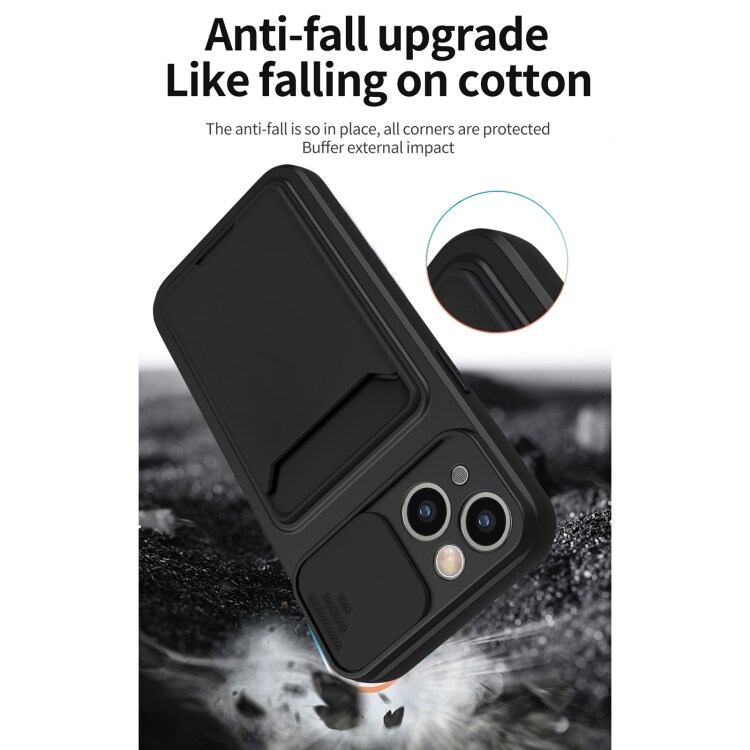 Cover med kameraskåner og kortrum til iPhone 13 - sort