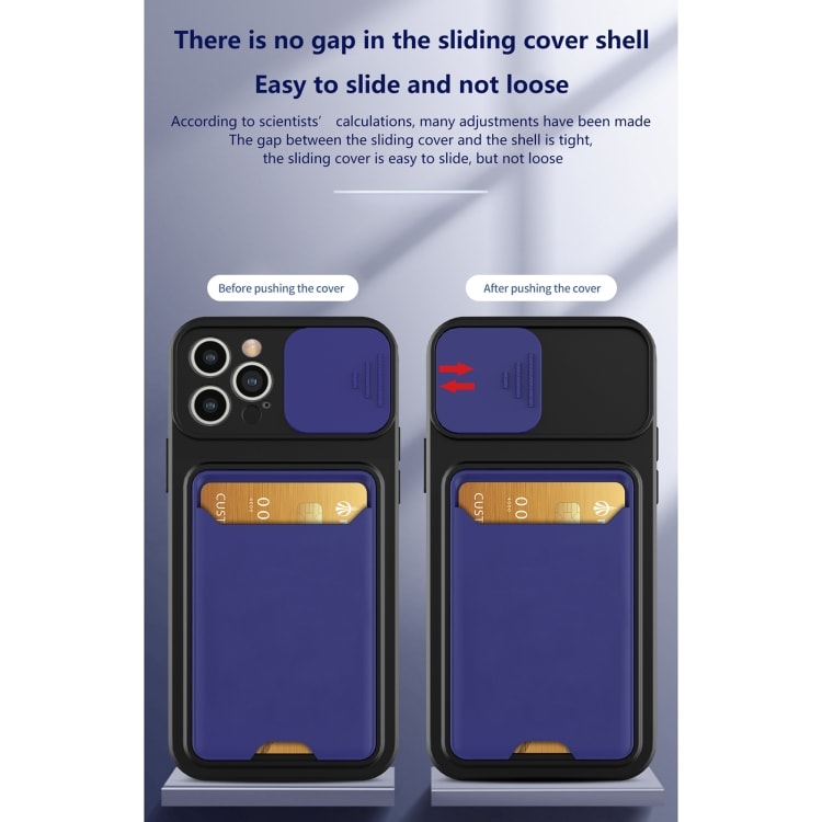Cover med kameraskåner og kortrum til iPhone 13 Pro Max - sort
