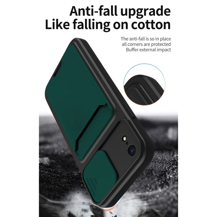 Cover med kameraskåner og kortrum til iPhone XR - sort
