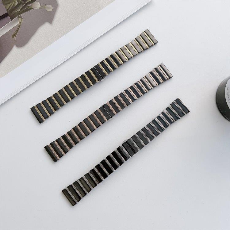 Tofarvet rem til Samsung og Huaweis smarture 22 mm - sort/sølvfarvet
