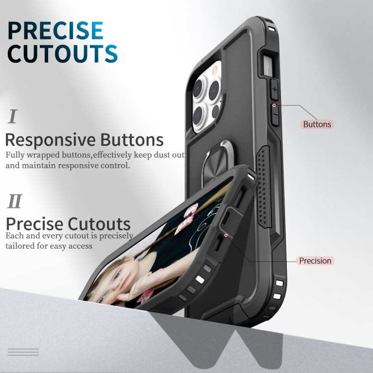 Kraftigt mobilcover med ringholder til iPhone 13 Pro Max