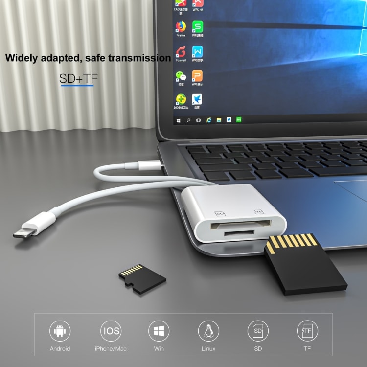 Memorycardlæser med USB-C og Lightning
